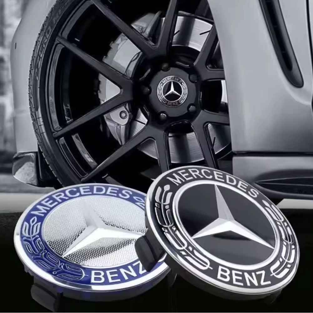 4PCS 75mm Car Wheel Center Hub Caps Cover for Mercedes Black